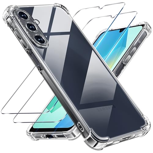 Tentoki for Samsung A16 Phone Case, Samsung Galaxy A16 case and 2 Screen Protector, Clear Soft TPU Cover, Shockproof Protective, Prevents Yellowing, Ultra-Slim, Transparent