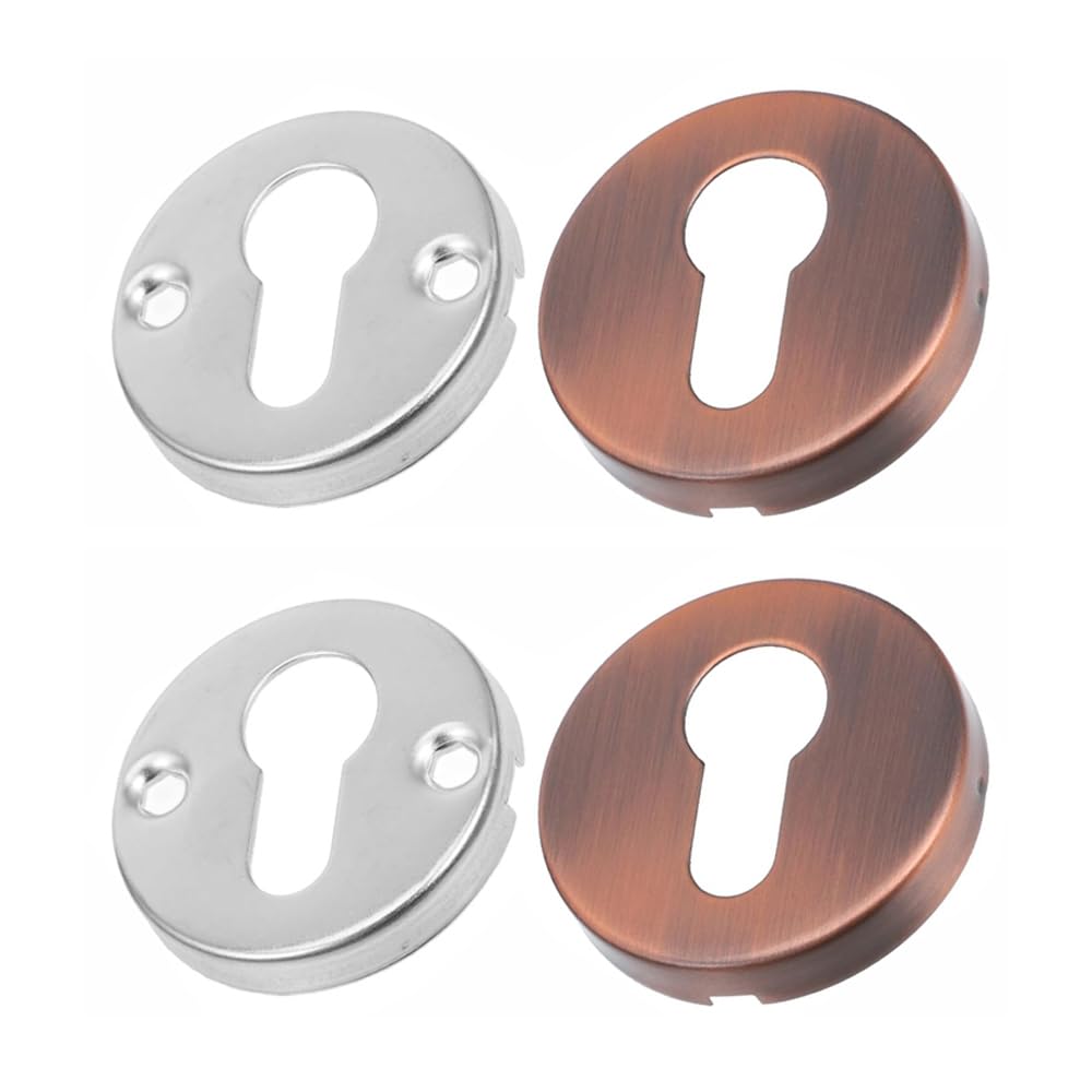 2 Pack Euro Escutcheon Cover, Red Bronze Keyhole Cover Round Door Lock Protection Plate for Standard European Locks