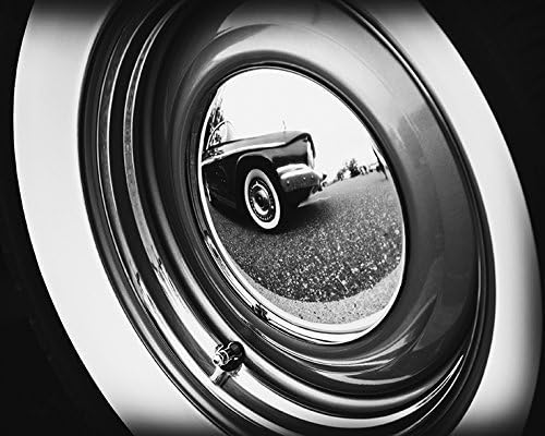"Vintage Tire Reflections" Vintage Car Black & White Photography 8" x 10" Art Print