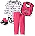 BON BEBE Baby Girls' 4 Piece Pant Set with Booties and Bib Bodysuit