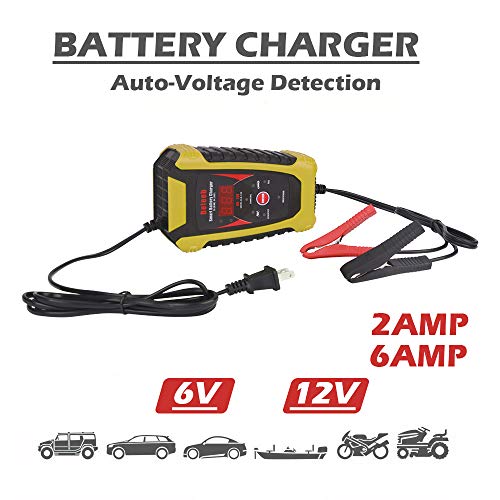 Beleeb Automatic Battery Charger 6V 12V Auto Trickle Charging for Car Motorcycle Lawn Mower Tractor Scooter 2A 6A Maintainer
