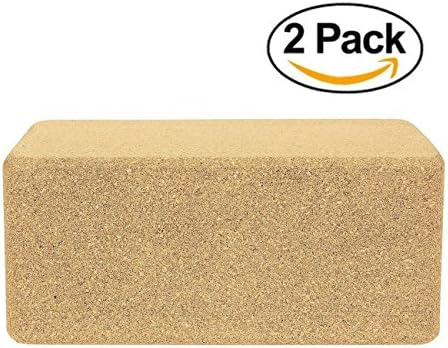 KNIVEL Multipurpose Cork Wood Yoga Blocks Set - Yoga Exercise Blocks Bricks Set Natural Eco Friendly Sturdy Support Muscle Stretch Deepen Poses for Fitness Gym
