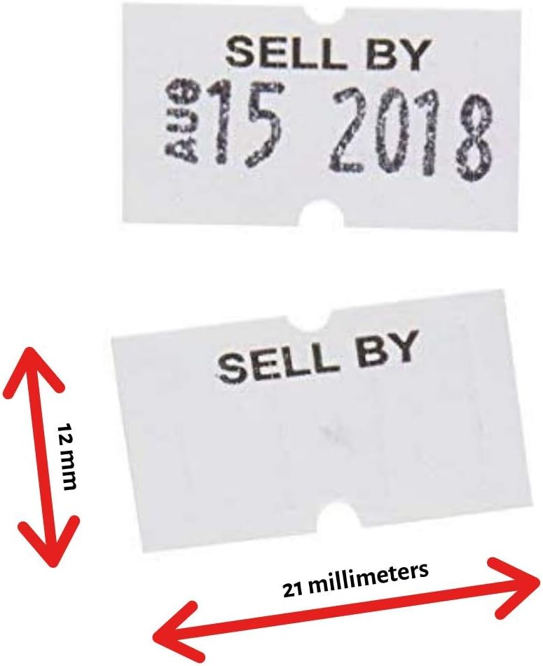 Perco"Sell by" 1 Line Labels - 4 Sleeve, 32, 000 Sell by Labels for Perco 1 Line Date Guns - Bonus Ink Roll : Office Products
