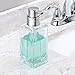 mDesign Glass Bathroom Vanity Countertop Accessory Set - Includes Foaming Soap Dispenser, Divided Toothbrush Holder, Tumbler Rinsing Cup, Soap Dish - 4 Pieces - Clear/Brushed