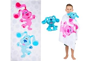 Franco Blues Clues Kids Bath/Pool/Beach Super Soft Mesh Scrubby Toy Loofa and Microfiber Towel 2 Piece Set, 50 in x 25 in