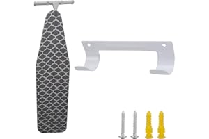 EXCLEN Ironing Board Hanger Wall Mount Ironing Board Holder Organizer Wall Rack for Laundry Rooms Storage Rack Hanging Shelf Hanger (Black) (White)