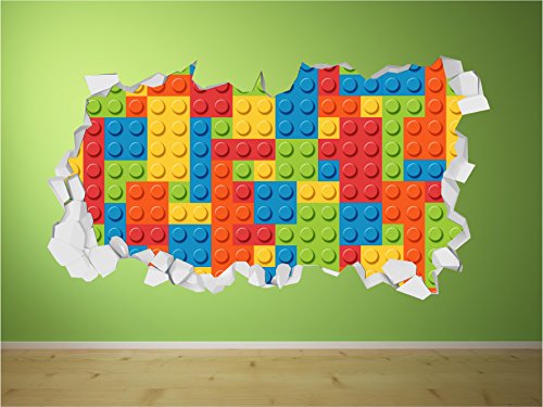 Lego Bricks Crumbled Wall Art Sticker Decal Kids Full Colour Print Transfer (59cm x 107cm)
