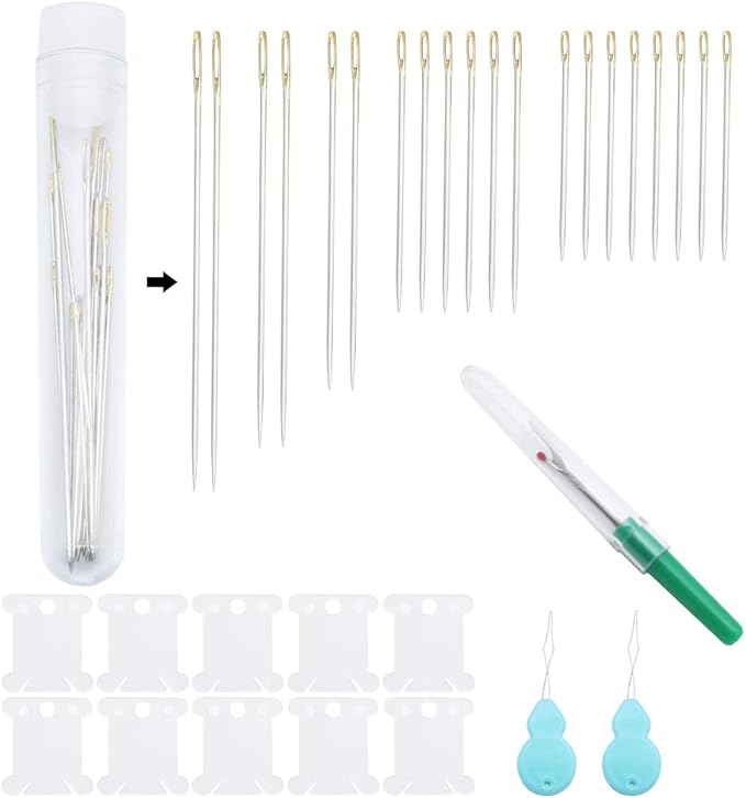 LumenTY 20 Pcs Large Eyes Needles Hand Sewing Needles Embroidery