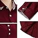 arctic leaf Women's Vintage Long Sleeve Rivets Collar Button Up Blouse Shirt Top L Burgundy