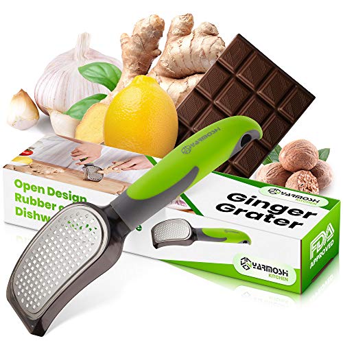 Yarmoshi lemon zester Ginger Grater for Garlic, Nutmeg, Chocolate, Lemon Zest and More. Stainless Steel Blade. Ergonomic Penguin Handle with Non-Slip Rubber Coating for Easy Grip. Dishwasher Safe