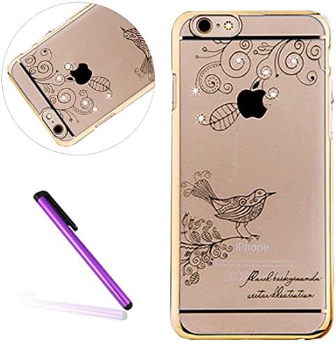 iPhone SE Case 5 Case iPhone 5S Case for Girls EMAXELER Stylish Bling Diamond Slim Case Electroplating Process Hard PC Back Cover Protective Case for iPhone 5/5S Bird[Gold]