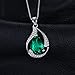 JewelryPalace Gemstone Birthstone Necklace Pear 2.7ct Simulated Emerald Pendant Necklace For Women 925 Sterling Silver Necklace Chain Box 18 Inches