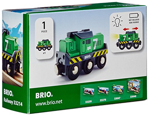 BRIO World Freight Battery Engine - Battery-Operated Toy Train for Wooden Tracks - Powerful Motorized Train Engine Pulls The Longest Sets - Works with All Railway Sets - Ages 3 & Up