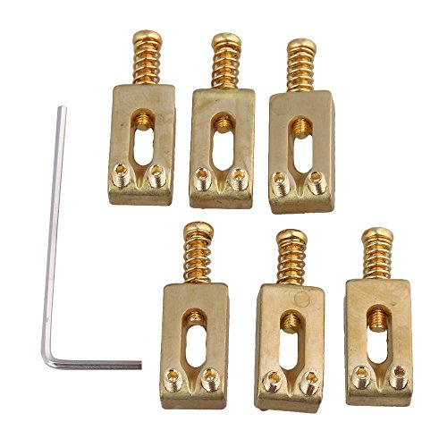 6x Gold Brass Bridge Tremolo Saddles,Guitar Bridge Tremolo Saddles Replacement