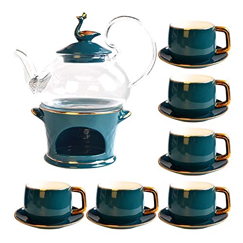 Ceramica in porcellana European Flower Tea Set con la candela Più caldo di vetro Teiera fioritura fogli staccabili Tea…