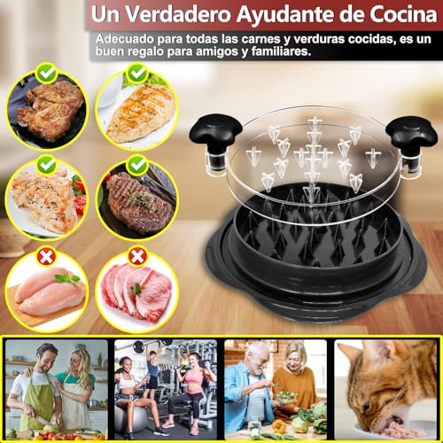 Desmenuzador de Pollo - 25CM Trituradora de pollo, Tapa Visual, Mango Ergonómico, Antideslizante y Lavavajillas lavables, Chicken Shredder para Cortar Carnes Vegetales Queso Duro(Negro)