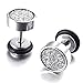 KONOV Mens Stainless Steel Stud Earrings, 8mm, Black