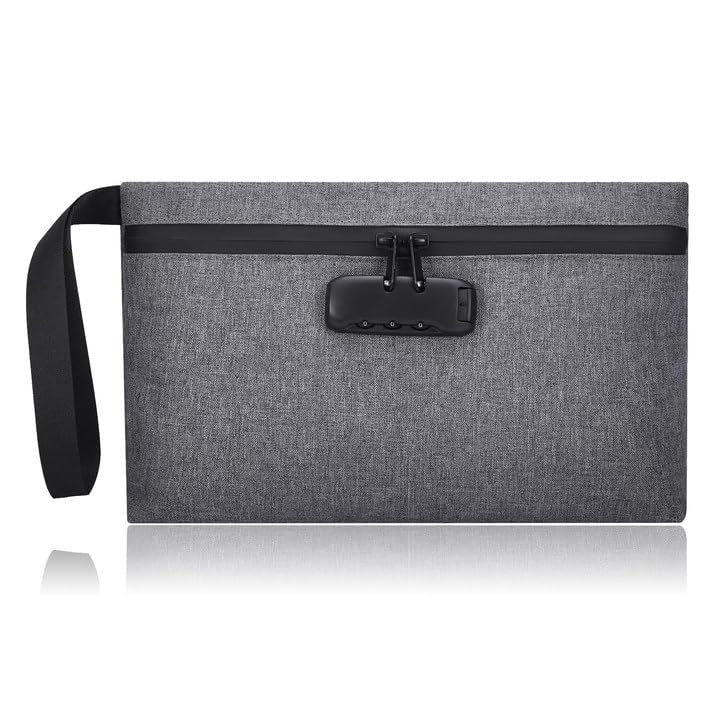 LAWALEISHE Money Bag with Lock,Smell Proof Security Money Bags with Zipper Lockable,Waterproof Portable Locking Accessories Pouch,Safe Storage Pouch for Storing Cash Cards Passports and Other Items