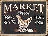 Barnyard Designs Market Fresh Eggs Retro Vintage Tin Bar Sign Country Home Decor 10