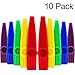 Plastic Kazoos Musical Instruments with Kazoo Flute Diaphragms for Gift, Prize and Party Favors, 5 Colors (10 Pieces)
