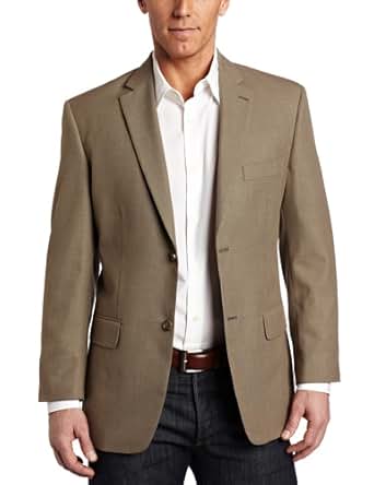 Haggar Men's 2 Button Textured Weave Side Vent Sport Coat, Brown, 42 L at Amazon Menâs Clothing 