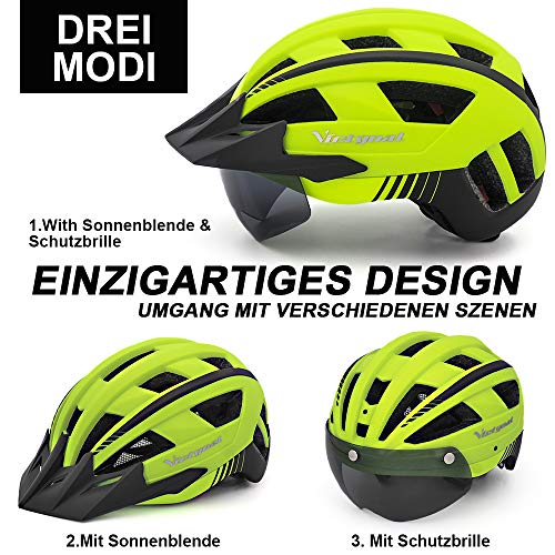 VICTGOAL Fietshelm Heren Mountainbike Helm met Afneembaar Magnetisch Vizier Afneembare Zonbeschermingskap en LED… - Image 3