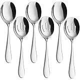 Serving Spoons x 3, Slotted Spoons x 3, AOOSY 8.7 inches Utility Advanced Performance Skimmer Perforated, 8 3/4" Stainless St