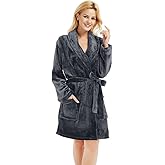 U2SKIIN Women Fleece Robe, Short Cozy Plush Robes for Womens Soft Shawl Collar Warm Spa Bathrobe