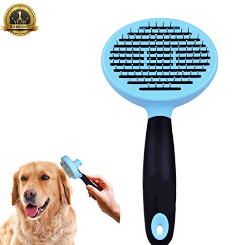 JAchoice Slicker Brush Self Cleaning Pet Grooming Comb Long Hair Pets Brush Ball Type Stainless Steel Comforta