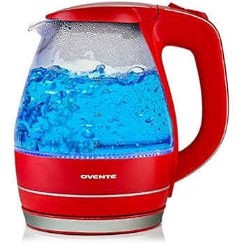 OVENTE 1.5L BPA-Free Glass Electric Kettle, Fast Heating with Auto Shut-Off and Boil-Dry Protection, Red (KG83R)