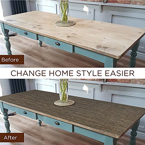 LotFancy Peel and Stick Wallpaper, 11.8”x 78.7”, Mocha Brown, Removable Wood Contact Paper, Self Adhesive Wall Paper for Countertop Cover, Furniture Renovation, Squeegee Included