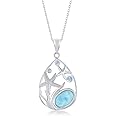 Beaux Bijoux Natural Larimar Necklace for Women - Sailboat, Crab, Seahorse, Beach Necklaces for Women - Larimar Gemstone Pendants Necklaces - Gifts for Women