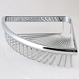 Corner Wire Shower Basket Shower Caddy Shower Soap Basket Holder Bathroom Kitchen Triangle Shelf, Solid Brass-Chrome Finish