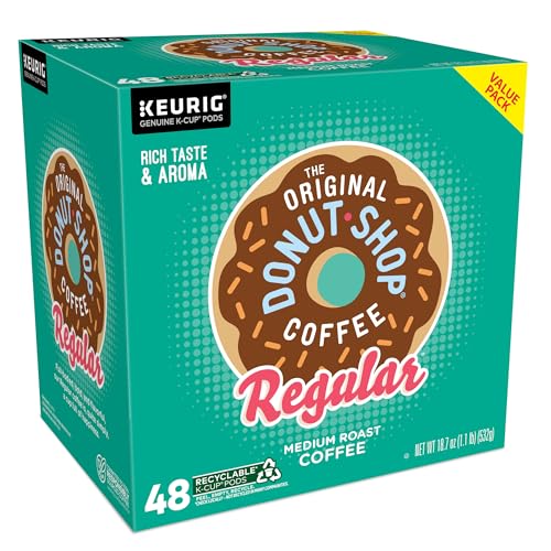 THE ORIGINAL DONUT SHOP REGULAR, SINGLE-SERVE KEURIG K-CUP PODS, MEDIUM ROAST COFFEE PODS, 48 COUNT