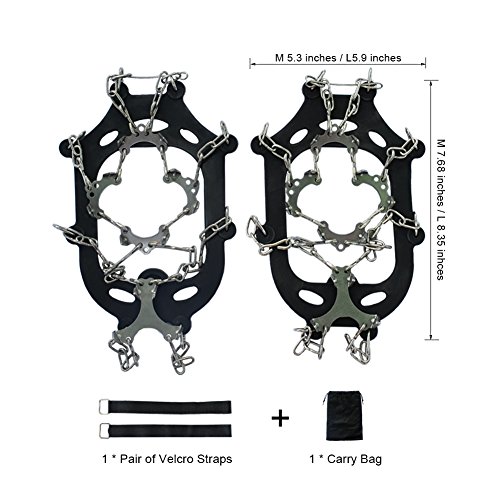 RENHAIGY Traction Ice Cleats Crampons Ice Snow Grips for Hiking Walking Climbing Fishing Jogging with Anti-Slip Microspikes Stainless Steel Spikes - Thumbnail 2
