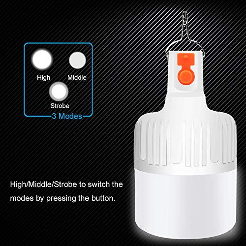 2Pcs Rechargeable Camping Lantern Flashlight,Super Bright LED Lantern Portable Camping Lights Outdoor Tent Light Hanging Camping Lamp with 3 Modes, Restractable Hook