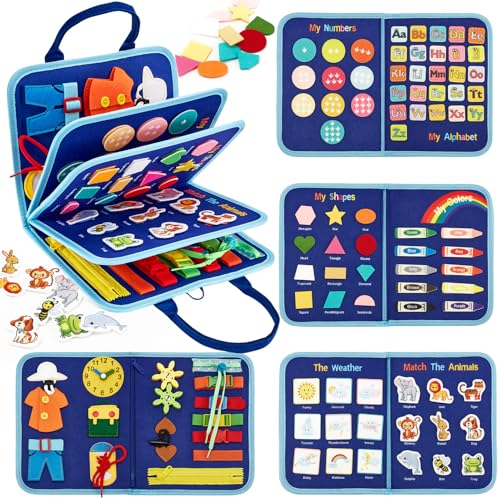 hahaland Busy Board Montessori 2 Years - Montessori Book Briefcase Sensory Panels Board Busy Book - Educational Toys Gift for Children 2 3 Years
