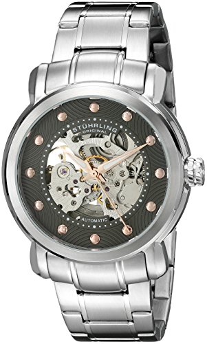 Stuhrling Original Men's 644.03 Legacy Automatic Self Wind Skeleton Silver Watch