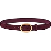 Womens Leather Suede Belt Brown Waist Belt for Casual Dress Jeans Ladies Genuine Leather Gold Buckle Belt