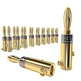 KabelDirekt Banana Plug - 11-16 AWG, Connector (10 Pair), 24K Gold-Plated, Screwable, Suitable for Flexible Connection of the Cable to Hi-Fi Boxes, Amplifiers, AV Receivers and Sound Systems