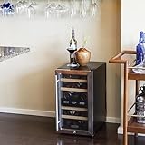 Koldfront TWR187ESS 18 Bottle Free Standing Dual Zone Wine Cooler, Black and Stainless Steel