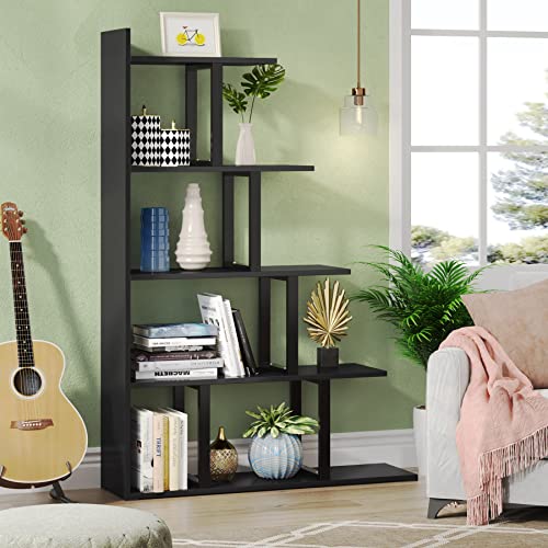 Tribesigns 5Tier Bookshelf, Black Ladder Corner Bookshelf Stepped