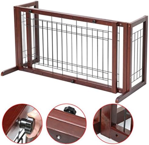 Wood Pet Gate Fence Playpen Adjustable Indoor Solid Standing Round Wide by Phumon567
