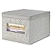 mDesign Large Fabric Stackable Closet Organizer Box, Clear Window/Lid - Bedroom, Office, Bathroom, Mudroom Organization, Shoe, Sweater, Clothes Storage, Spira Collection, 6 Pack, Taupe/Natural Chevron