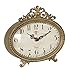 NIKKY HOME Vintage Table Clock, French Turquoise Color Rococo Style Desk Clock Battery Operated Rustic Design, Home Décor for Living Room, Bedroom, Bedside, Desk, Gift Clock - Gold
