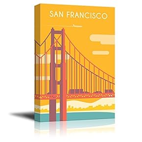 Canvas Wall Art - San Francisco Travel Illustration Canvas Art - Giclee Print Gallery Wrap Modern Home Art Ready to Hang - 12x18 inches