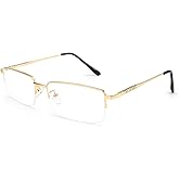 Dollger Rectangle Blue Light Glasses for Men Metal Anti Bluelight Blocking Glasses for Computer Fashion Small Half Frame