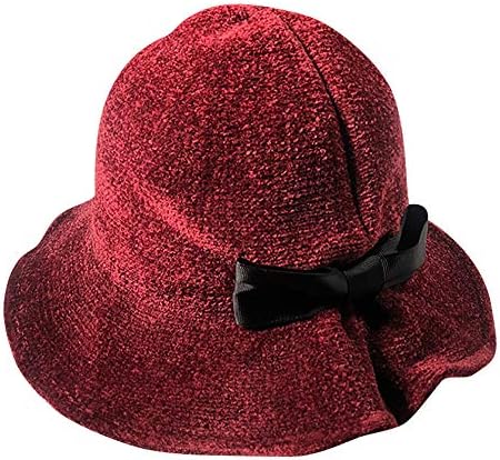 Sunward New Women Girls Winter Bowknot Fisherman Style Lattice Bucket Sun Hat Cap