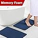 Flamingo P Microfiber Memory Foam Fieldcrest Luxury Bath Rugs Ultra Soft Floor Mats Tufted Bath Rug Non-Slip Backing Microfiber Door Mat, 17-Inch by 24-Inch, Navy Waved Pattern, Two Pieces
