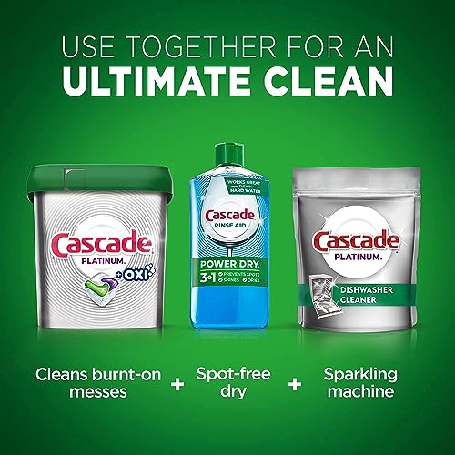 Cascade Platinum Dishwasher Soap Pods, Actionpacs + Oxi with Dishwasher